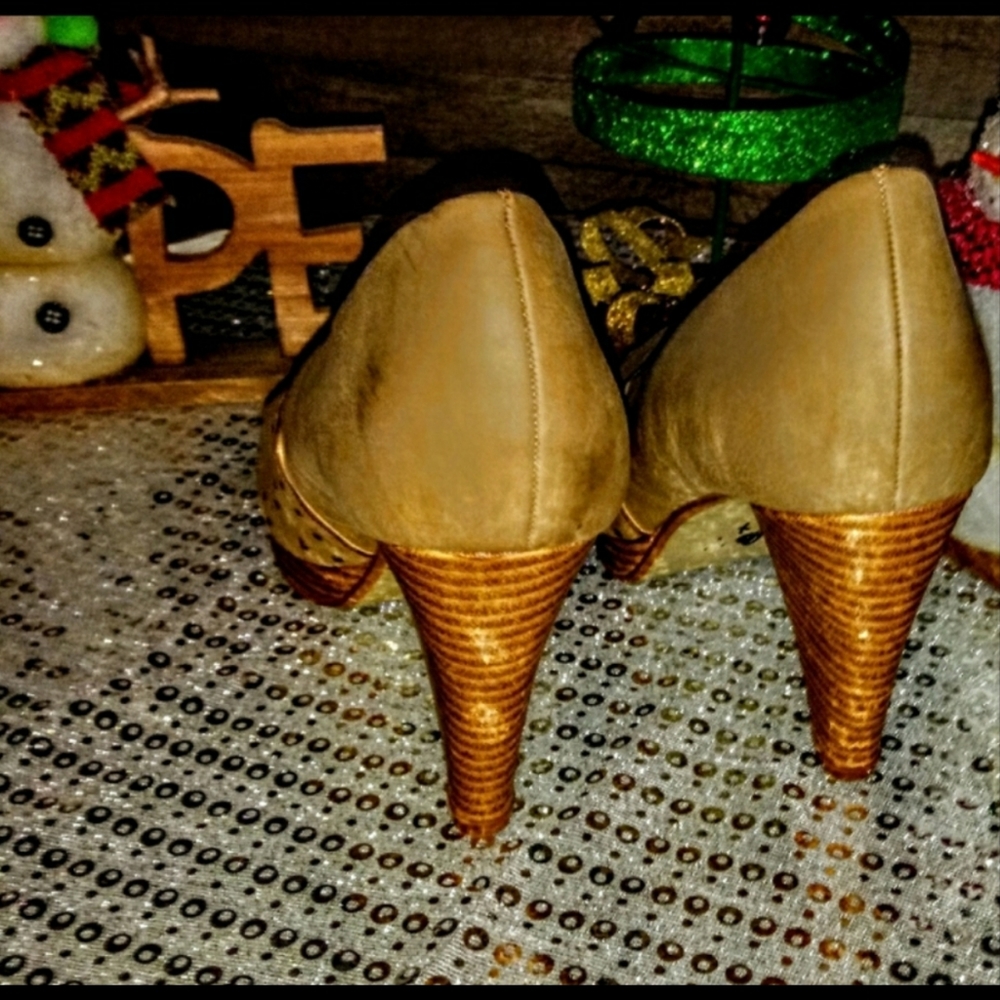 Maurices Heels Size 7.5 Open Toe Lazer Cut Out - Picture 7 of 11